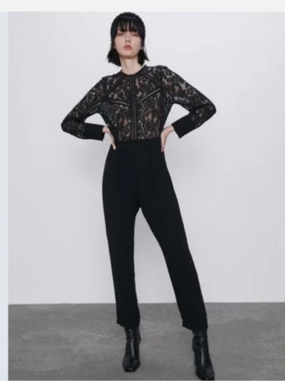ZARA Black Combination Lace Jumpsuit